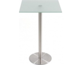 massiver Edelstahl Stehtisch VITRA 70x70 cm, Höhe 110 cm, Tischplatte wahlweise aus Glas oder Holz, FARBWAHL